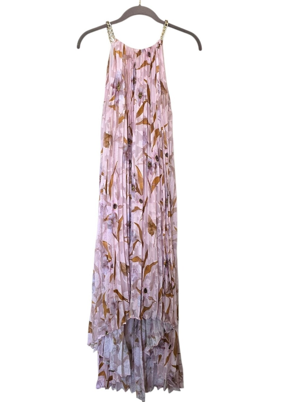 Ted Baker London Dixie Cabana Pleated Halter Maxi Dress Pink Floral Size 3 (S) - Picture 3 of 10